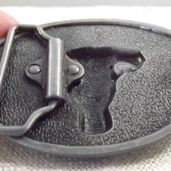 Long Horn Bull and Fronds Belt Buckle - Picture 8 of 8